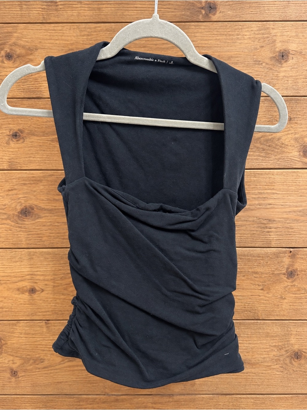 Abercrombie & Fitch Black Draped Ruched Tank